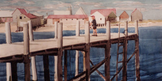 Boy Fishing on Dock - Grand Manan Island, NB - Joseph Swanek Artist