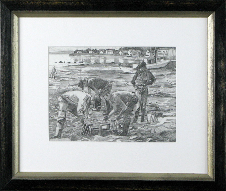 Clam Diggers of St. Andrews Pencil Study